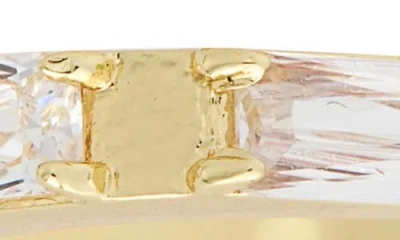 Covet Set Of 2 Baguette Cubic Zirconia Stackable Rings In Gold