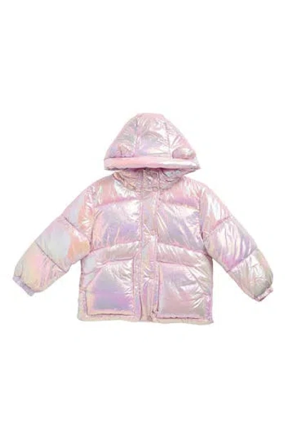 Rothschild Kids' Crinkle Metallic Hooded Puffer Jacket In Purple