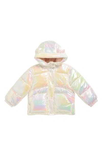 Rothschild Kids' Crinkle Metallic Hooded Puffer Jacket In White