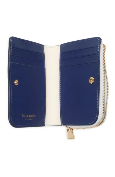 Kate Spade New York Ava Colorblock Pebbled Leather Zip Bifold Wallet In White