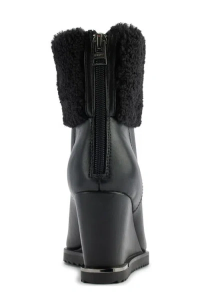 Dkny Powell Faux Shearling Lined Wedge Boot In Black
