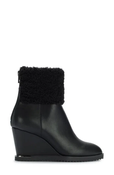 Dkny Powell Faux Shearling Lined Wedge Boot In Black