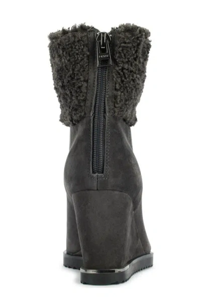 Dkny Powell Faux Shearling Lined Wedge Boot In Black