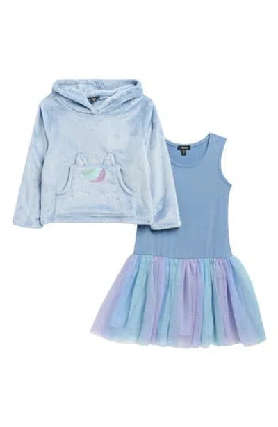 Zunie Kids' Tutu Dress & Fleece Hoodie Set In Blue