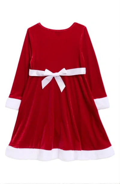 Zunie Kids' Velvet Santa Party Dress & Scrunchie Set In Red