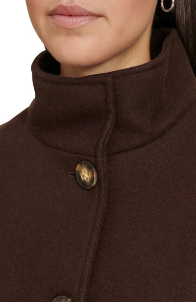 Calvin Klein Stand Collar Coat In Brown