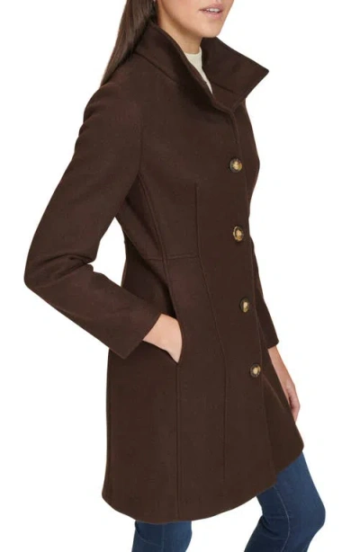 Calvin Klein Stand Collar Coat In Brown