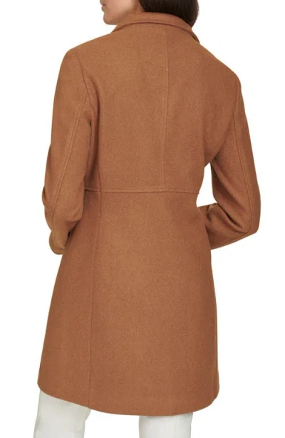 Calvin Klein Stand Collar Coat In Brown