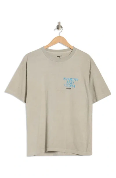 Obey Anarchy & Utopia Graphic T-shirt In Gray