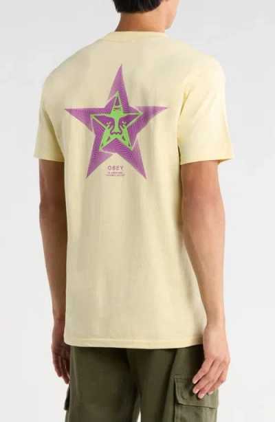 Obey Sounds Of Resistance Cotton Graphic T-shirt In Yellow