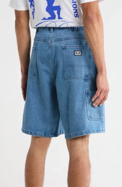 Obey Bigwig Denim Carpenter Shorts In Blue