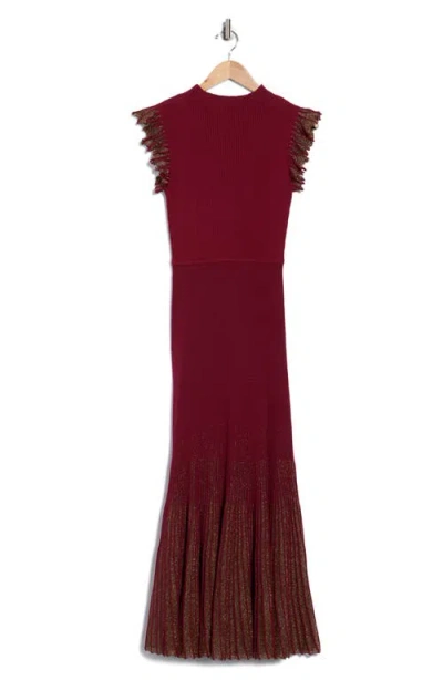 Moon River Shimmer Maxi Sweater Dress In Purple