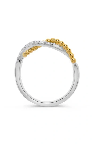 H.j. Namdar 14k Gold Diamond Beaded Twisted Band Ring In Metallic