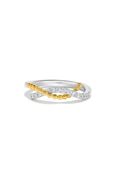 H.j. Namdar 14k Gold Diamond Beaded Twisted Band Ring In Metallic