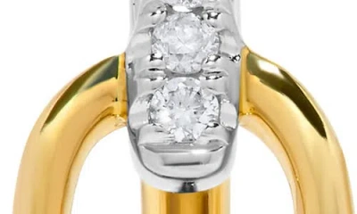 H.j. Namdar 14k Gold Diamond Mariner Link Huggie Hoop Earrings In Multi