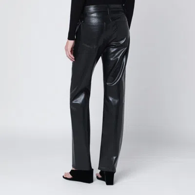 Agolde Black Faux Leather Trousers In Black