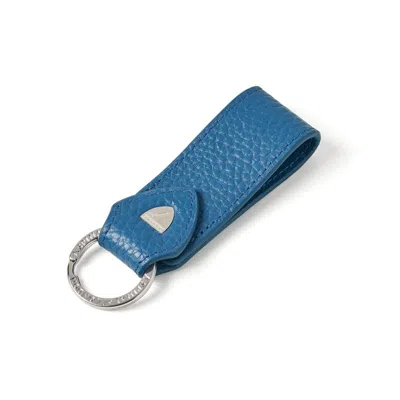 Aspinal Of London Small Leather Loop Keyring In Blue
