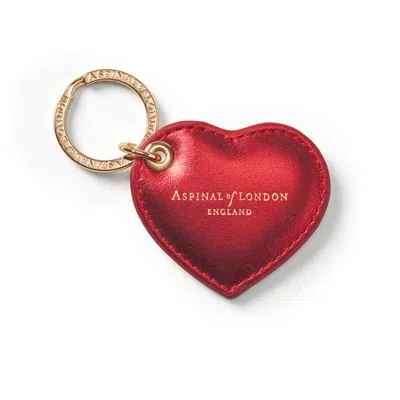 Aspinal Of London Small Heart Keyring In Red