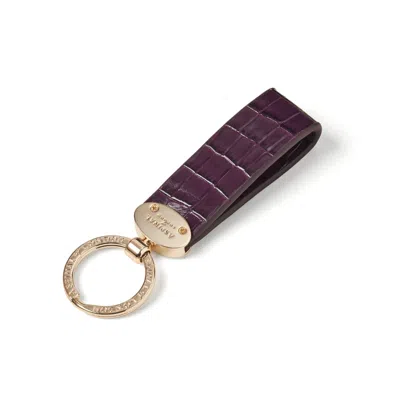 Aspinal Of London Oval Loop Keyring In Purple