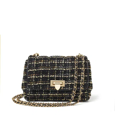 Aspinal Of London Small Tweed Lottie Cross-body Bag In Black