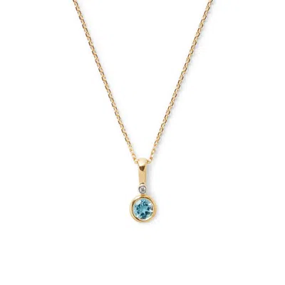 Aspinal Of London Diamond Pendant Necklace With Swiss Blue Topaz In Gold