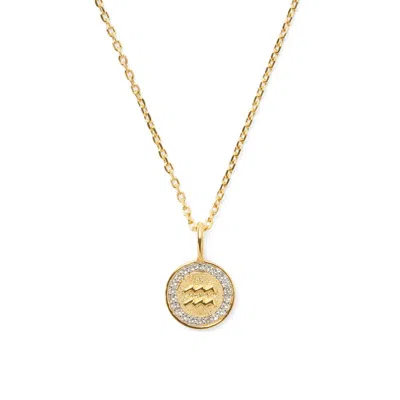 Aspinal Of London Aquarius Zodiac Pendant Necklace In Gold