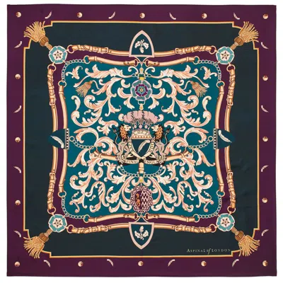 Aspinal Of London Signature Shield Silk Scarf In Multi