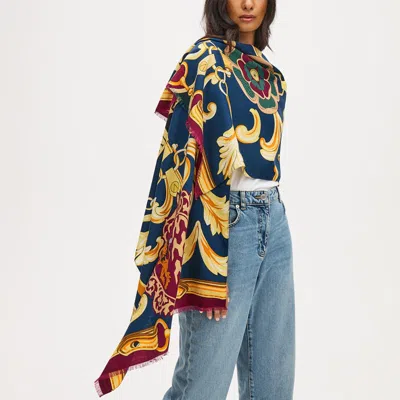 Aspinal Of London Large Merino Wool Scarf In Multi