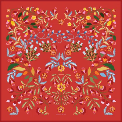 Jessie Zhao New York Festival Flora Double Sided Silk Scarf In Red