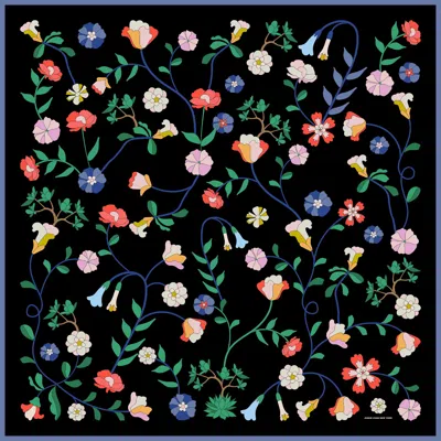 Jessie Zhao New York Blooming Night Double Sided Silk Scarf In Black