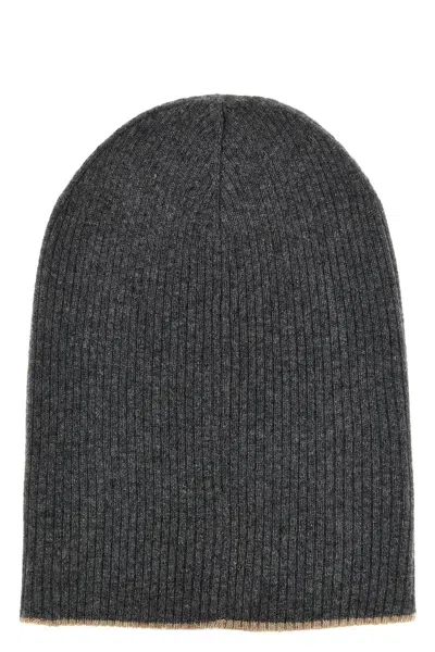 Brunello Cucinelli Men Reversible Beanie In Gray