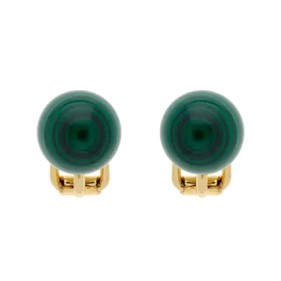 Emma Holland Jewellery Women's Green / Gold Malachite Stud Clip Earrings In Green