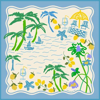 Jessie Zhao New York Capri Impression Double Sided Silk Scarf In Blue