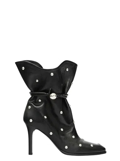 Isabel Marant Draped Leather Ankle Boots With Stiletto Heel In Black