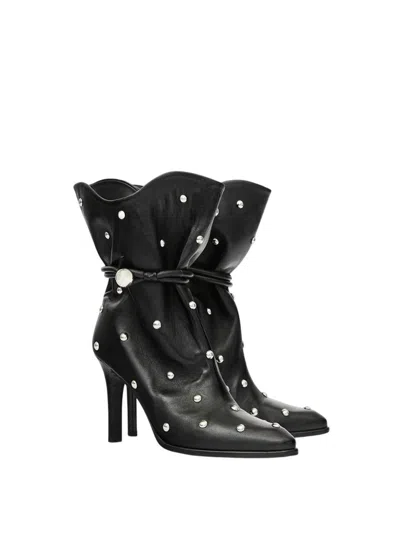Isabel Marant Draped Leather Ankle Boots With Stiletto Heel In Black