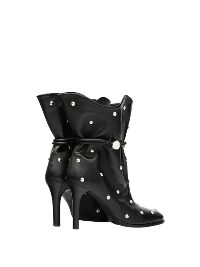 Isabel Marant Draped Leather Ankle Boots With Stiletto Heel In Black