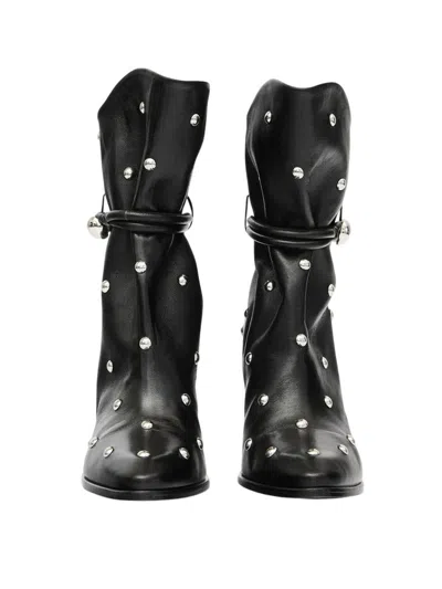 Isabel Marant Draped Leather Ankle Boots With Stiletto Heel In Black