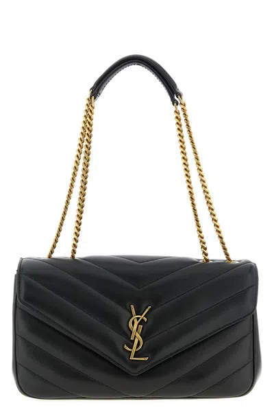 Saint Laurent Black Loulou Medium Shoulder Bag In Black