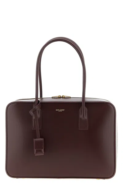 Saint Laurent Grape Leather Sac De Jour Handbag In Burgundy