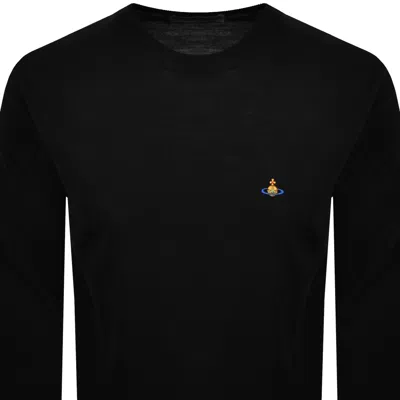 Vivienne Westwood Crewneck Sweater With Embroidered Emblem And Ribbed Details In Black