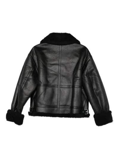Dunst Unisex Loose Fit Shearling Jacket In Black