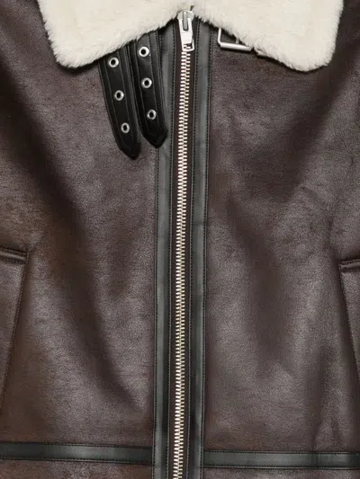 Dunst Faux Leather Shearling Jacket In Brown