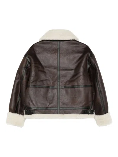 Dunst Faux Leather Shearling Jacket In Brown