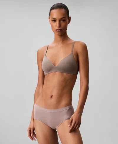 Calvin Klein Wire Free T Shirt Bra In Brown