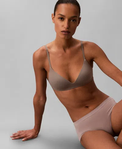 Calvin Klein Wire Free T Shirt Bra In Brown