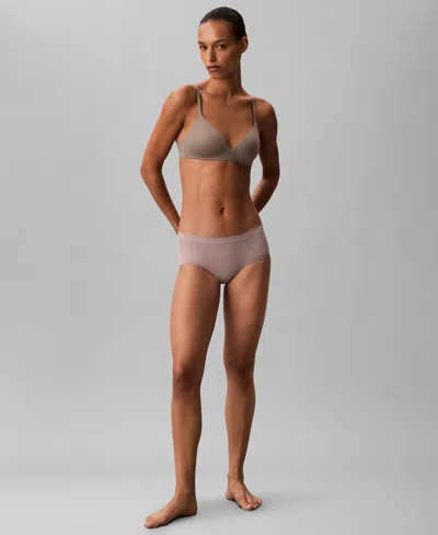 Calvin Klein Wire Free T Shirt Bra In Brown