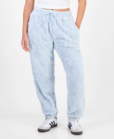 Rebelious One Rebellious One Juniors' Embossed Sherpa Jogger Pants In Blue