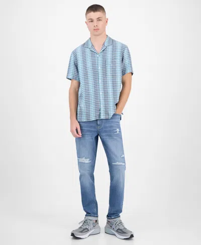 Sun + Stone Men's Short-sleeve Cotton Driver Shirt, Macy's Exclusive In Blue