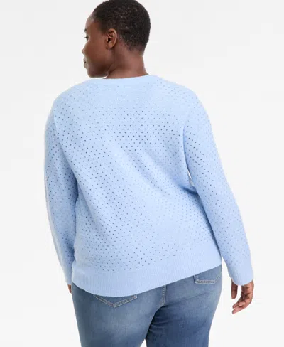 Inc International Concepts Plus Size Embellished V-neck Sweater, Macy's Exclusive In Blue