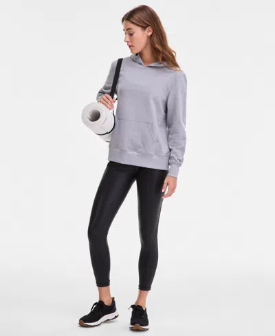 Id Ideology Women's Kangaroo-pocket Fleece Hoodie, Created For Macy's In Gray